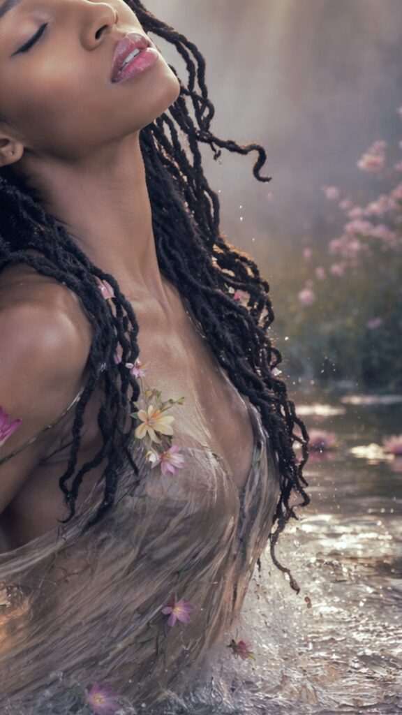 Lunah Moore rising out of the water